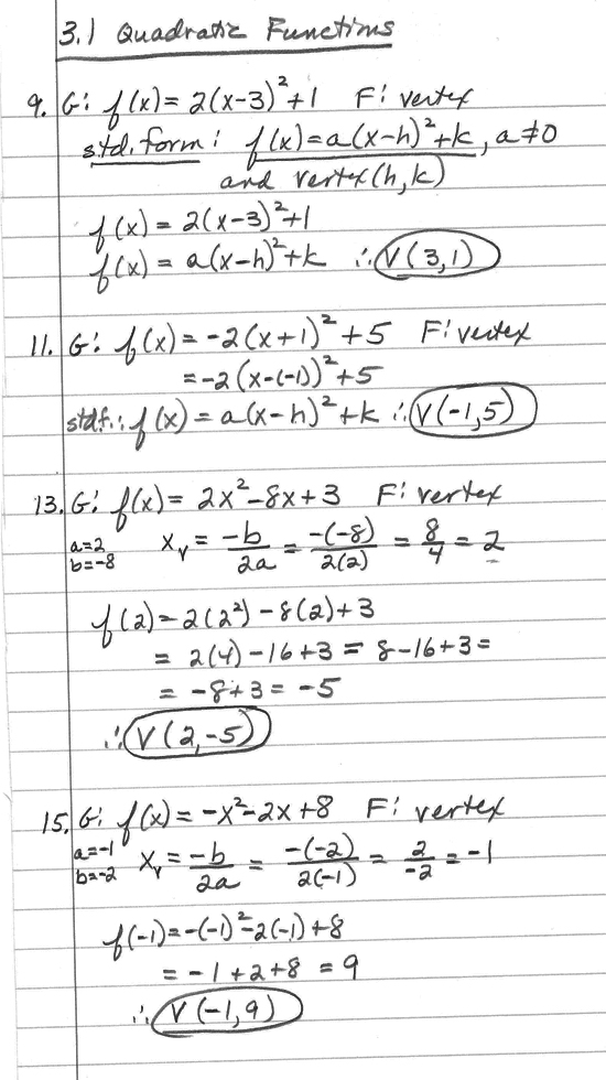 College algebra homework problems