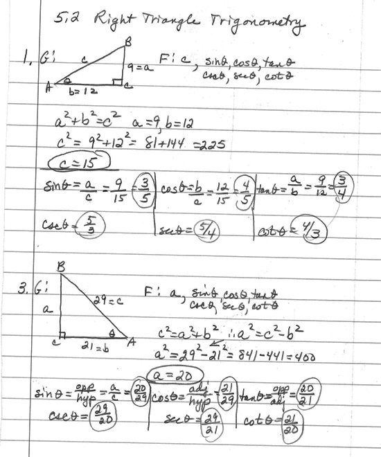 College Algebra & Trigonometry Homework Problems