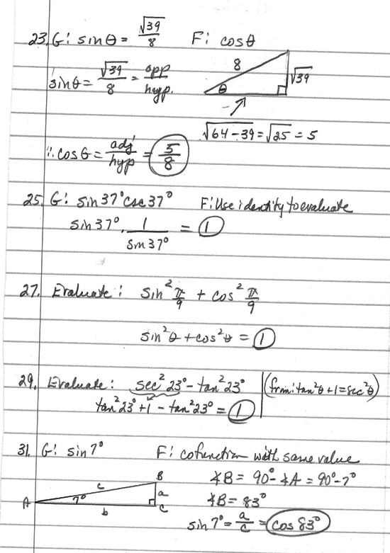 triginomitry homework help