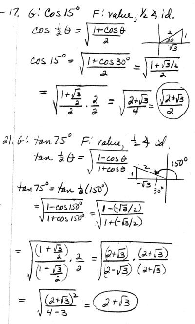 Identities:  Half Angles