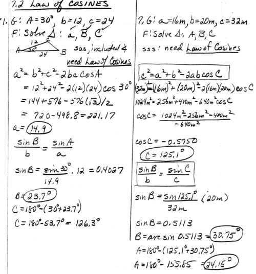 Law of Cosines, etc.
