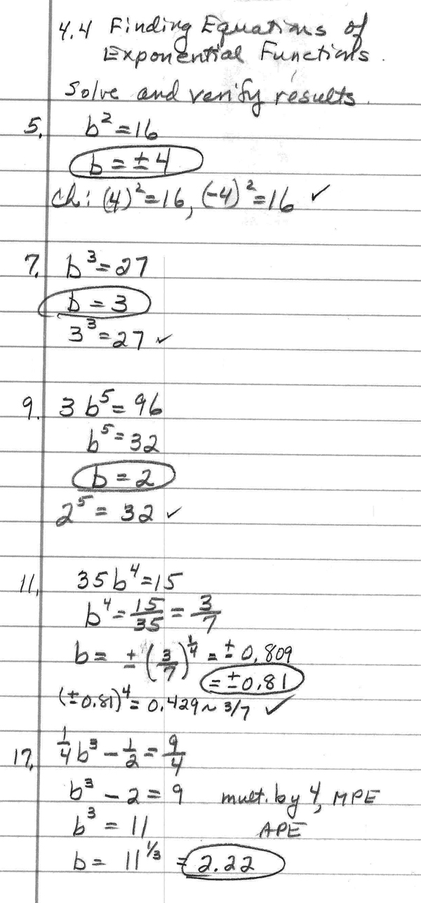 College algebra homework problems